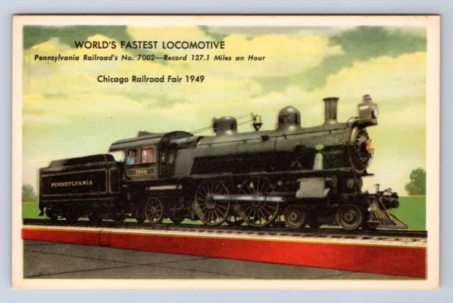 Vintage Worlds Fastest Locomotive Chicago Railroad Fair 1949 Postcard Bw