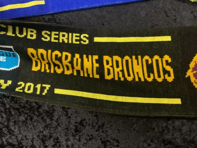 Brisbane Bronco's Vs Warrington Wolves. 2017 Scarf Dacia World Club Series 3