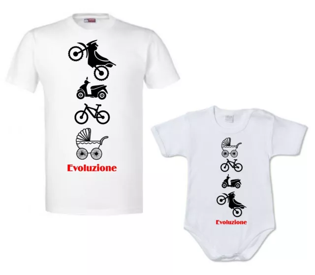 kit tshirt uomo body neonato stampa evoluzione motori motocross idea regalo papà