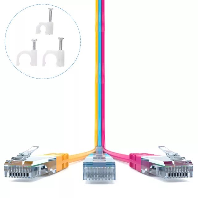 3 Boxes Staple 8mm Cable Fixing Clips Ethernet Cables Cord Wall Boxed