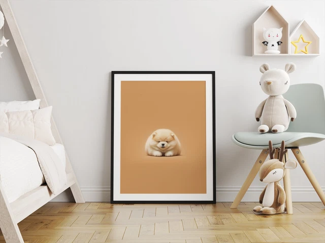 Chow Chow Puppy Dog Minimal Poster | Funny Cute Nursery Animal Wall Art Decorati