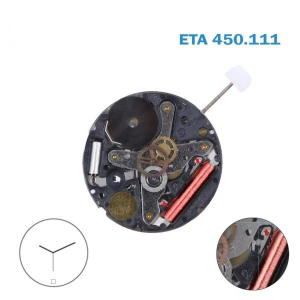 Mouvement De Montre ETA 555.115 Swiss Made Quartz - Disque Date Blanc Sur 3, 3 Aiguilles