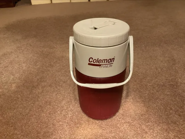 Vintage Coleman PolyLite Half 1/2 Gallon Red Thermos Water Cooler Jug W/ Handle