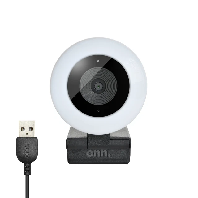 Webcam with Ring Light-3 LED levels, Autofocus, Up to 1440p Resolution,