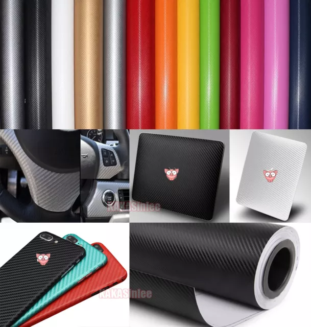 12" x 50" - DIY 3D Texture Carbon Fiber Vinyl Wrap Sticker Film for Car Phone CF