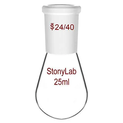 StonyLab Borosilicate Glass 25mL Heavy Wall Single Neck Recovery Flask Rotary...