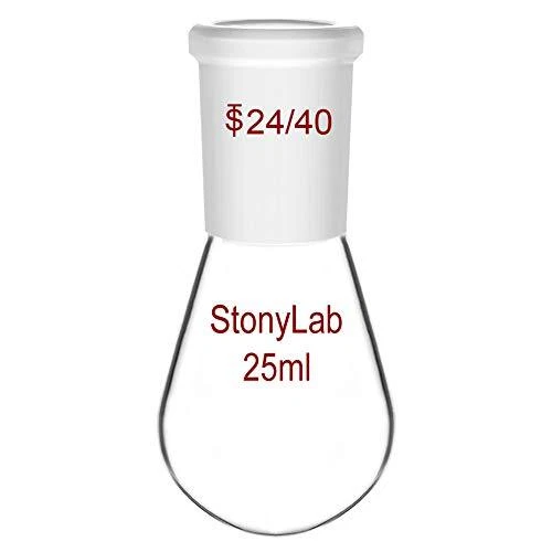 StonyLab Borosilicate Glass 25mL Heavy Wall Single Neck Recovery Flask Rotary...