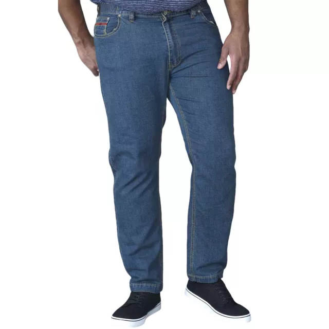 Duke D555 Mens Bailey Big Tall King Size Stretch Elasticated Waist Jeans - Blue