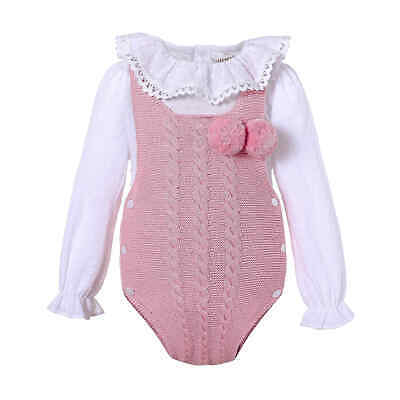 Baby Girl Jumpsuits White Shirt Pink Sweater Rompers Infant Party Clothing Set