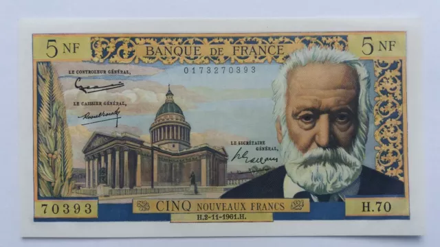 Billet France 5 Nouveaux Francs Victor Hugo - 2-11-1961 - Fayette 56.9