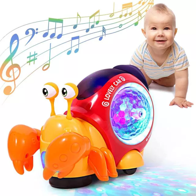 Electric Music Crawling Crab Baby Toy Led Light Up Kids Toddler Interactive Toys