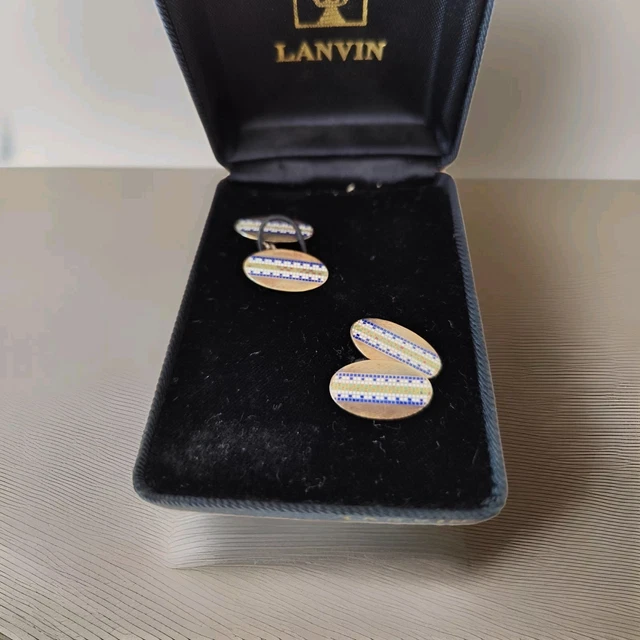 Boutons De Manchettes Lanvin - Argentés Avec Émail - Occasion Très Bon État