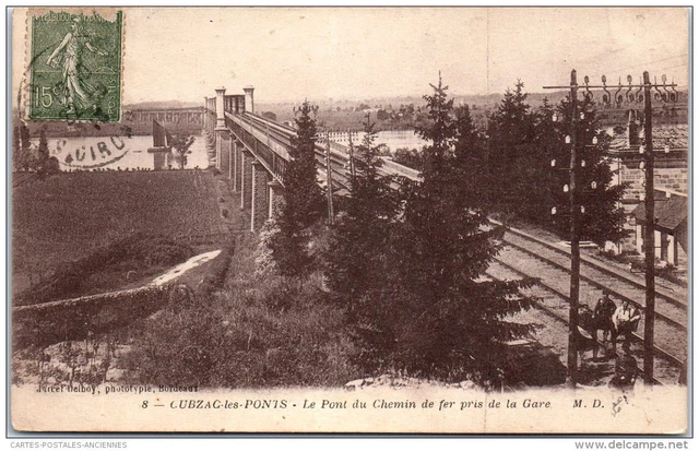 33 CUBZAC LES PONT - le pont du chemin de fer depuis la gare