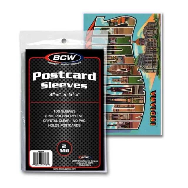 100 BCW 2-mil US Postcard Sleeves 3-11/16" x 5-3/4"