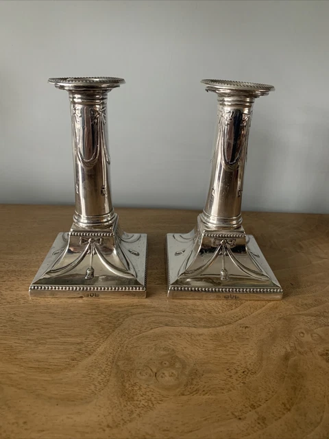 Pair of Sterling Silver Edwardian Candlesticks Thomas Bradbury London 1903
