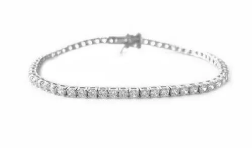 Bracciale Tennis Argento 925 Super Luminoso Cristalli Bianchi Spessore 2,5 mm