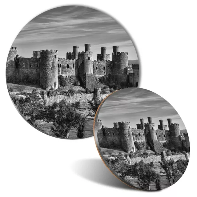 Mouse Mat & Coaster Set - BW - Welsh Conwy Castle Wales  #37293