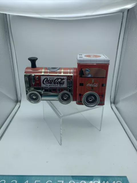 COCA-COLA  Train Tin 9 1/4"  Moving Wheels Advertising 5 Cent Coke in Bottles 2
