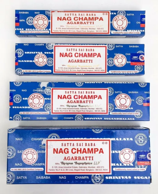 Bâtons d'encens originaux Satya Nag Champa Masala AGARBATTI 15 40 100 250...