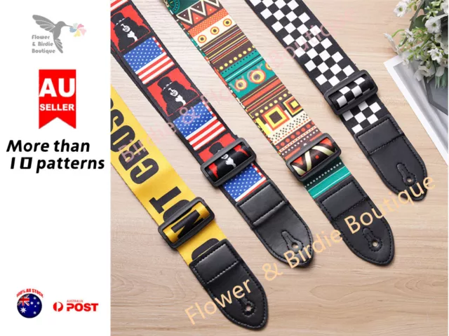 Electric Lightning Guitar Strap Adjustable Leather Belt Acoustic Electric Bass