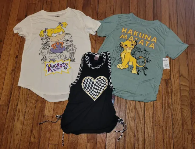 Girls Lot of 3 Graphic Tees  - Yellow, Green and Black- Large (11-13)  (NWT)