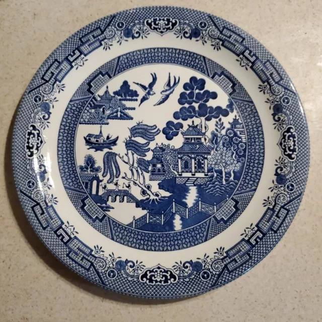 Churchill England~Blue Willow Pattern~Round Serving Platter 12.5” Diameter