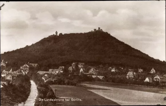 Ak Görlitz in der Lausitz, Blick auf die Landeskrone mit Ortschaft - 2932103