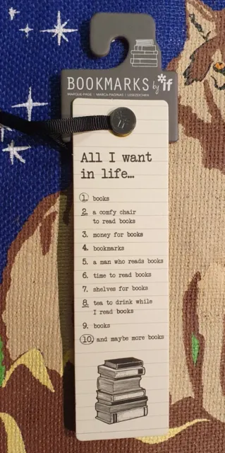 Embossed Quality ALL I WANT IN LIFE Bookmark Book Funny Secret Santa Gift Author