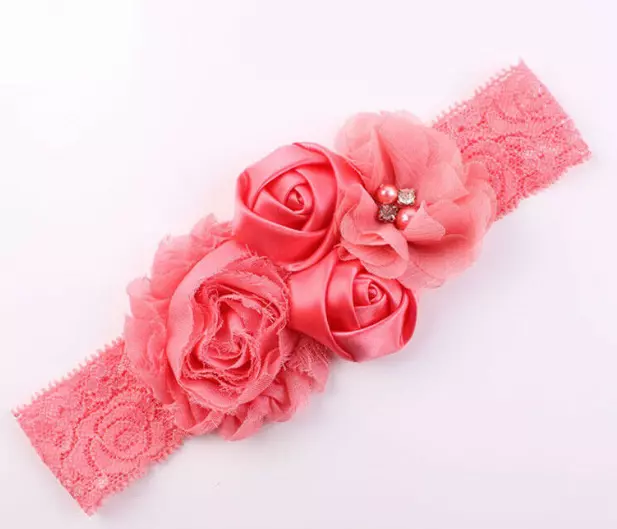 Baby Girls Rose Flower Headband Elastic Soft Lace Band Hairband Hair Accessories 3