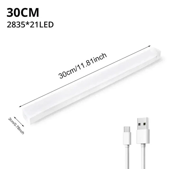 LED MOTION SENSOR USB Rechargeable Wireless PIR Strip Light Cabinet ...