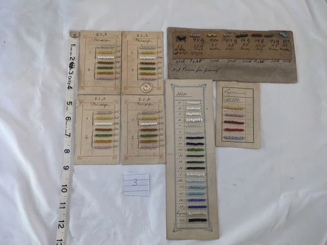 Antique vintage Art Deco 1920's carded bead sample lot small glass others # 3