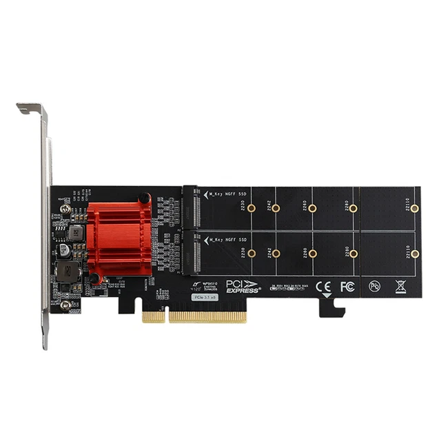 Dual M-key to Pci-e Converter TXB122 PCIe 3.1 x8 ASM2812 to 2 port M.2 SSD Card