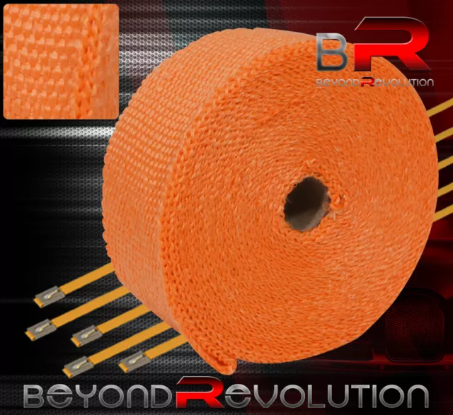 360"/30Ft Thermo Heat Wrap Sheild Cover Header Intake Manifold Orange