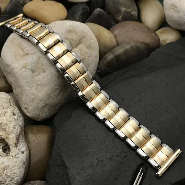 20mm 14k Gold & Stainless Long Kiefer-Cadman nos Unused 1960s Vintage Watch Band