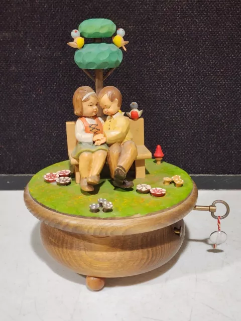 Anri Thorens 8"  Wooden Music Box Swiss Made “What Now My Love” WORKING