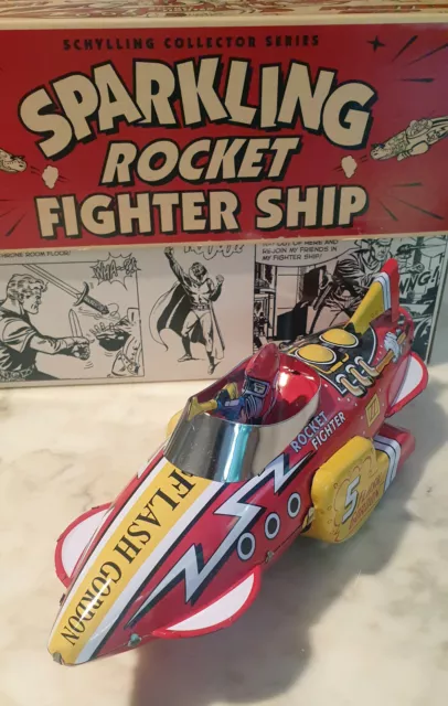 Vintage Tin Toy Flash Gordon Sparkling Rocket Fighter Ship