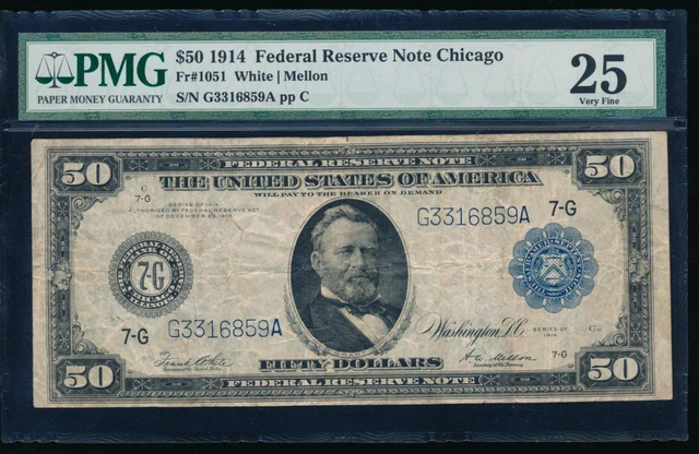 AC Fr 1051 1914 $50 FRN Chicago PMG 25 White/Mellon AC Fr 1051 1914 $50 FRN Chicago PMG 25 White/Mellon