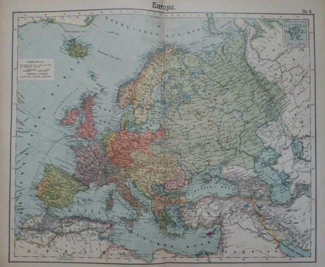 MAP OF EUROPE, political overview, Otto Herkt circa 1908 £14.51 ...
