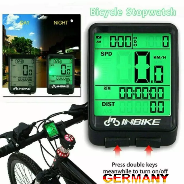 Kabellos Fahrradcomputer Tachometer,LCD Funk Fahrrad Kilometerzähler Wasserdicht