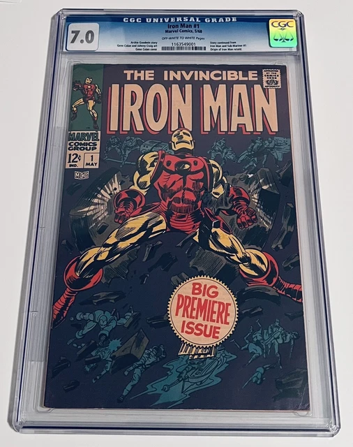 The Invincible Iron Man #1 Comic . CGC 7.0 . OW/W Pages . 1968