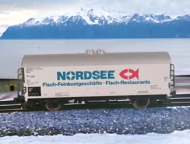 Fleischmann N gauge 8322 LWB 4 wheel "Nordsee" refrigerated fish wagon in white