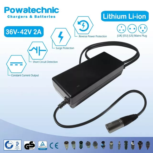 Chargeur électrique 2Ah pour batterie lithium-ion 36V/42V