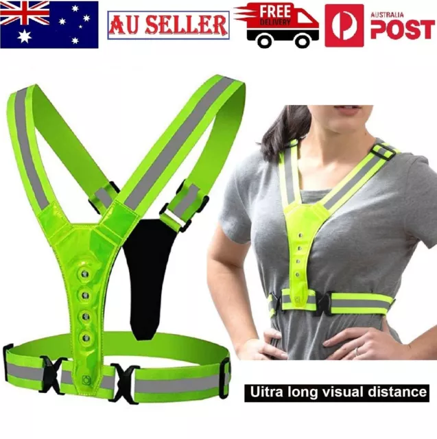 High Visibility LED Reflective Running Cycling Jogging Night Safety Warning Vest