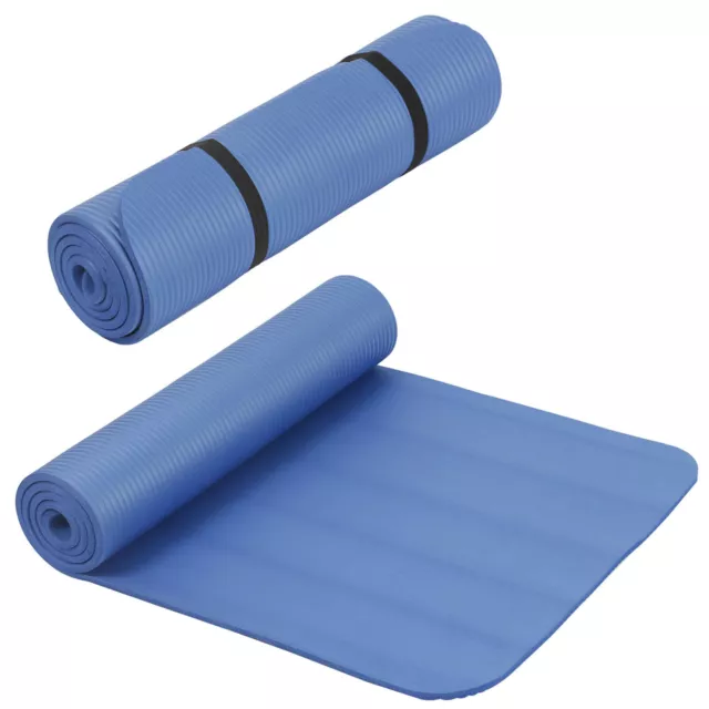 2x Estera de Yoga Alfombra Fitness Azul Alfombrilla para Gimnasia Pilates Mate