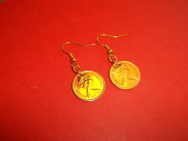 HALF PENCE (HALF PENNY) COIN DROP EAR RINGS - 1983 - 41st BIRTHDAY - RARE 3