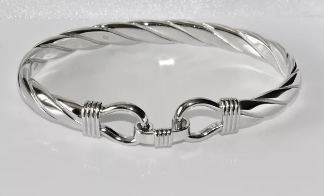 Solid Sterling Silver Men's Heavy Hook Bangle