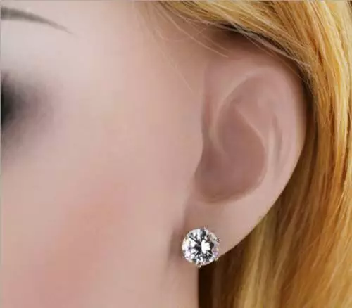 Boucles D'oreille Sertie De Diamant Cz Unisexe Goldfilled Plaque Or Blanc Bou149