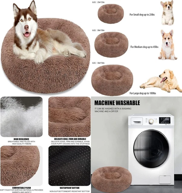 Calming Dog Bed Cat Donut Cuddler, Anti Anxiety Large 36" x 36", Brown