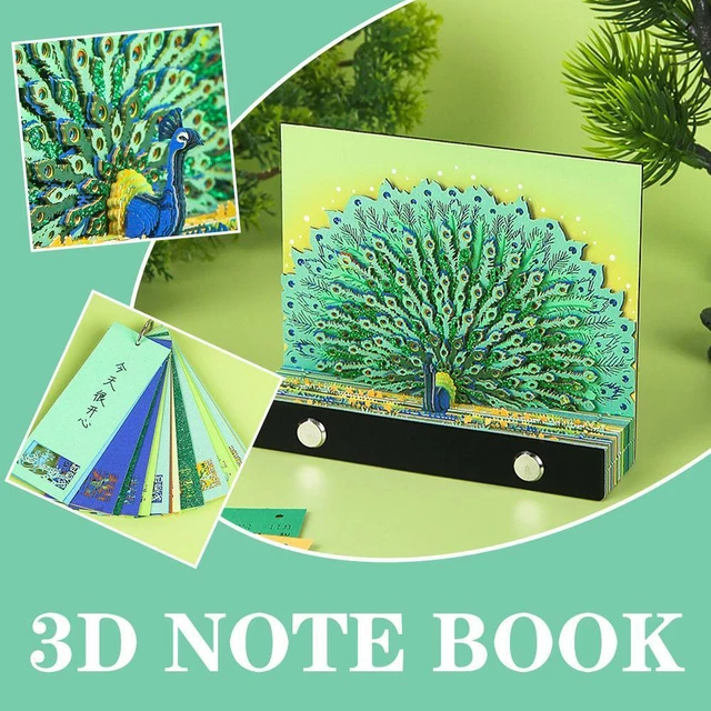 HOTBEST 3D Memo Pad, 3D Sticky Notes Pad With Pen Holder, Creative 3D Paper Art