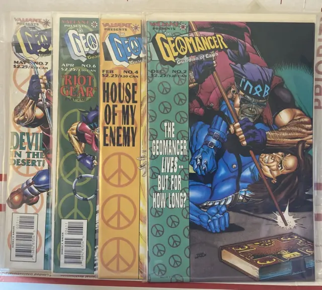 Valiant Comics, Lot of Four Geomancer Comic Books #2, 4, 6 & 7, 1994, Very Good